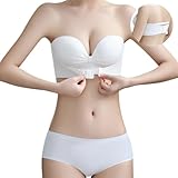 [APIKIE] ストラップレスブラ 紐なしブラ 【ダンサーも愛用・多重滑り止め素材】【ズレ落ちない・美胸美背】 チューブトップ 脇高 ノンワイヤー ブラジャーセット 柔らかい 結婚式 オフショル ブラ ブラジャー 寄せブラ バストアップ (L（80B）, ホワイト+ショーツ)