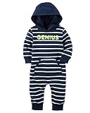 カーターズ ロンパース carter's 男の子用紺x白ボーダーGENIUSフード付きお出かけ用ジャンプスーツ (6months(61-67cm)) [並行輸入品]