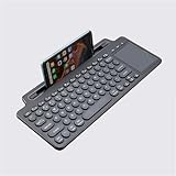 2.4 G ワイヤレスキーボード テンキーパッド付き Bluetooth 互換キーボード 電池式 薄型 静音キードード スマートスリープ マルチメディア ファンクション キー マウス カード スロット付き IOS/Android、 デスクトップ、ラップトップ、 PC、 TVボックス用 (タッチパッド付き)