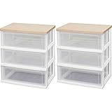 アイリスオーヤマ ウッドトップチェスト完成品 WTW-543 3段 2個セット ホワイトオーク