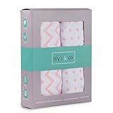 Changing Pad Cover Set - Cradle Sheet Set 100% Cotton Jersey Knit for Baby Girl - 2 Pack Pink and Wh