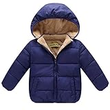 Smile キッズ 子供　ダウンジャケット ベビー 子供服 ダウンコート ダウン 棉服ジャケット 防寒 保温 アウターウエア 女の子 男の子　フード付き 秋冬　通園/通学　可愛い (120cm, ネイ