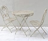 屋外　テーブルセット　ホワイト　ブランティーク　アイアン　テーブル＆チェア　3点セット