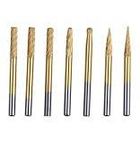チタンコーティング 超硬バー タングステンバー 7本セット シャンク径 3mm
