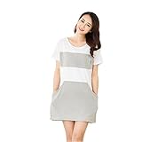 Lecpra (レクプラ) バイカラー ワンピース マタニティ 授乳服 グレー ( M L XL ) 半袖 (M)