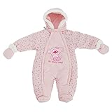 赤ちゃん・ベビー用 くまのデザイン 冬用あったか フード付 スノースーツ ロンパース オールインワン つなぎ カバーオール (3-6ヶ月) (ピンク)