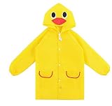 WSLCN　EVA　レインコート　雨具　防水　3-8歳　90-130センチ　超軽量 かわいい キッズ アニメ 撥水加工 レインウェア ポンチョ かっぱ 子供 男女兼用 収納袋付き 通学　イエロー
