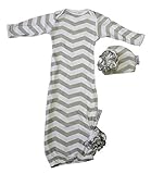 Woombie Indian Cotton Gowns Plus Hat, Gray Chevron Girl, 24-30 Lbs by Woombie