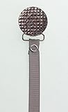 Grey Quilted Crystal Solid Ribbon Pacifier Clip by Crystal Dream