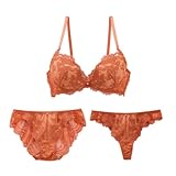 [Mon cher pigeon*] ブラジャー ショーツ セット Tバック 3点 モンシェルピジョン トレラジェンマ AA A B C D E バルーンブラ(TER-テラコッタ、B65-M)