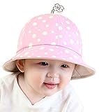 GEMVIE ベビー用ハット つば広 赤ちゃんキャップ サファリハット キッズ 帽子 子供 水玉柄 女の子 男の子 可愛い UVカット 日よけ 日焼け止め ピンク