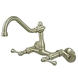 Kingston Brass KS3228BL Vintage Wall Mount Kitchen Faucet, 8-1/2-Inch, Satin Nickel [並行輸入品]
