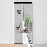 Wenfeng磁気スクリーンドア、メッシュスクリーンドア磁石、フルフレームベルクロドアサイズFits up to 36 " x82 " Max – ブラック