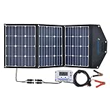 ACOPOWER 120Wポータブルソーラーパネル、10A LCD充電コントローラ付き の12V折り畳み式ソーラー充電器