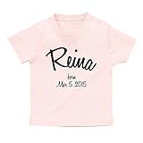 名入れ Tシャツ / ベビーサイズ [BT150] 80cm ライトピンク×ブラックロゴ 出産祝い 誕生日 プレゼント おしゃれな 名前入り ベビー服