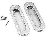 2個オーバルスライドドアプルハンドルステンレススチールFlush Recessed fixingネジ