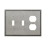 Amertac 90TTDAN Egg & Dart Antique Nickel Cast Wall Plate, 2 Toggle/1 Duplex [並行輸入品]