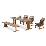 ダイニングテーブルセット ダイニングセット 5点セット 6人掛け 木製 和風モダン風 (ナチュラル)