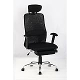 OAチェア(オフィスチェア リクライニングチェア) オットマン キャスター 肘付き メッシュ地 ブラック(黒)