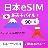 【日本楽天eSIM】90日間20GB｜日本国内用｜楽天回線（Rakuten）プリペイドeSIM 90日間｜5G／4G ／LTE対応｜データ通信専用｜高速・安定通信｜有効期限長い｜設定簡単｜メール納品｜日本語説明書付き｜契約・本人確認不要｜年中無休・24時間サポート｜緊急利用 → Lineまで連絡｜ Japen Rakuten Prepaid eSIM (90日間20GB)