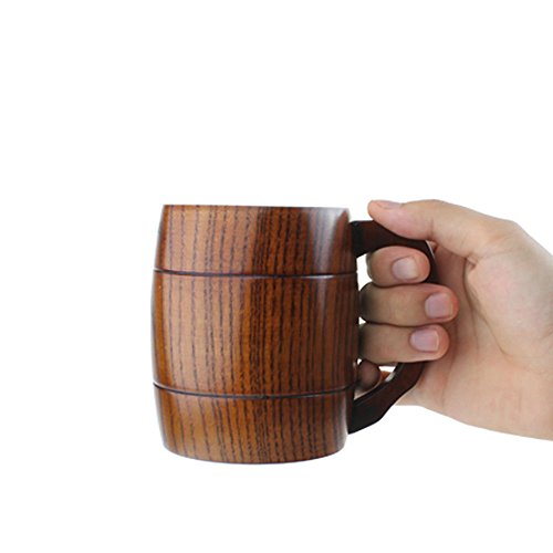 ノーブランド品 耐久性　木製　ジョッキ　ビール　ジョッキ　マグカップ　ミルク　コーヒー　カップ　結婚式　花婿　付添人　ギフト