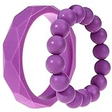 MyBoo Autism/Sensory/Teething Chewable Geometric and Beads Bracelet Bundle - Set of 2, Purple by MyB