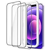 JETech iPhone 12 mini (5.4インチ用) 全面保護フィルム 強化ガラスフィルム 黒縁 ガイド枠付き ケースに干渉なし HDクリア 3枚セット