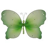 The Butterfly Grove Emily Butterfly Decoration 3D Hanging Mesh Organza Nylon Decor, Green Honeydew, 