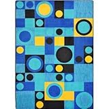 Joy Carpets Kid Essentials City Block Teen Area Rugs 46-Inch by 64-Inch by 0.36-Inch Blue [並行輸入品]