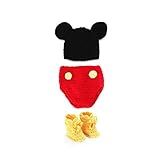 ROSENICE 赤ちゃん　新生児　手作り　かぎ針編み　帽子服　マウス スタイル　写真小道具