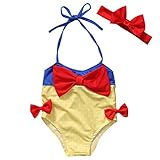 ベビー女の子2個水着リボンドットホルターネックロンパースビキニ+ヘッドバンド水着 カラー: イエロー