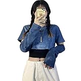 [YEMOCILE] レディース ｔシャツ キャミソール セット 韓国 ファッション 絞り染め トレーナー へそ出し セクシー ショート丈 トップス ダンス服 重ね着