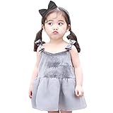 HUYB夏ファッション 女の子 子とも服 2点セット（パンツ＋ワンピース）ソリッドカラー ゴールドベルベット ワンピース パンツ キッズ服 2色オプション5サイズ 12ヶ月ー4歳 (100, グレー)