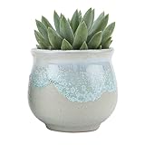 T4U 6CM 陶器鉢 流れ釉 上開口 灰底 植木鉢 多肉植物 サボテン鉢、花鉢 容器 ミ二植木鉢