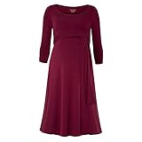 Decdeal レディース マタニティ 看護ドレス ローブラウンドネック ベルト付き 3/4袖 妊娠服