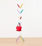 【ハンガーラック 木製】片付けが楽しくなる♪パインクローズハンガー ポップでカラフルなポールハンガー コートハンガー 子供部屋収納に 色：ホワイト