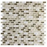 ICL S-2175 Marble Glass Mix Tile With Crackle Glass, 12 x 12 Sheet, 11 Sheets Per Box, Ivory