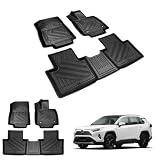 BIGKON 1+2列目適合対応トヨタ RAV4 50系/XA50型専用 2019年4月-現行 トヨタ RAV4 50系 フロアマット XA50型 フロアマット 3D防水マット TPE素材 滑り防止 耐汚れ 全天候対応 摩擦に強 巻け収納 簡単取付 ブラック（ガソリン車専用）