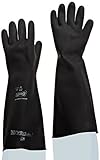 SHOWA 558 Heavy-Duty Natural Rubber Glove, Unlined, Rolled Cuff, Chemical Resistant, 40 mils Thick, 