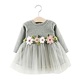 FEVON　ワンピース　子供　長袖　秋　冬　女の子　ベビー服　赤ちゃん　可愛い　チュール切り替え　花刺繍　おしゃれ　ふわふわ　キッズドレス　ガールズ　女児　出産祝い　入園式　卒園式