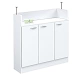 カウンター下収納 完成品 幅90cm ホワイト 白 ブラウン 国産品 日本製 薄型 (ホワイト)