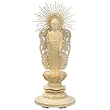 京仏壇はやし 仏像 総桧 丸台座 西立弥陀 唐草 3寸 ◆高さ18.7cm 幅6.6cm 奥行6.3cm (浄土真宗 西本願寺派 お西 西弥陀 阿弥陀如来) (仏壇用 ご本尊 お仏像)