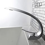 Aquafaucetカーブブラシニッケル仕上げ真鍮ミキサータップバスルームシンク蛇口洗面所洗面化粧台 クローム A-9192