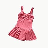 Bonverano 水着　女の子　キッズ　子供用水着　ワンピース　リボン　袖なし　スカート　スイミングウェア(RYNX06-110CM)