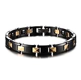 MURTOOゲルマニウムブレスレットレディース純チタン製18Kゴールドとブラック睡眠改善 肩こり解消