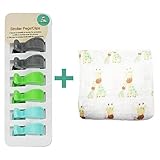 BTN Ultra-Soft 100% Muslin Swaddling Receiving Blanket Giraffe with 6 Stroller Pegs for Boys by Born
