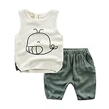 AiGo ベビー 服 子供服 キッズ 上下セット シャツ ｔシャツ ショートパンツ 可愛い 男女兼用 綿麻 ベビー キッズ ランニング 女の子 男の子 [並行輸入品]
