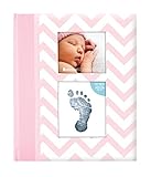 Pearhead Chevron Baby Memory Book with an Included Clean-Touch Ink Pad to Create Baby's Handprint or