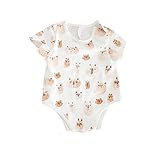 minorminor 夏 ベビー服 半袖ロンパース 動物 女の子 男の子 Uネック 肩ボタン フルプリント コットン ライトブルー 可愛い 帽子なし 73cm