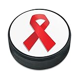 アイスホッケーパックレッド・アウェアネス・リボン・ドラッグ無償HIVエイズ